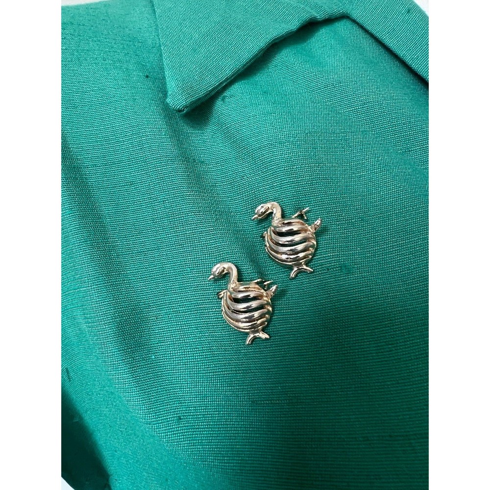 2 1950s Vintage Mid-Century Modern Swans Bird Pins Brooches Jewelry Accessories